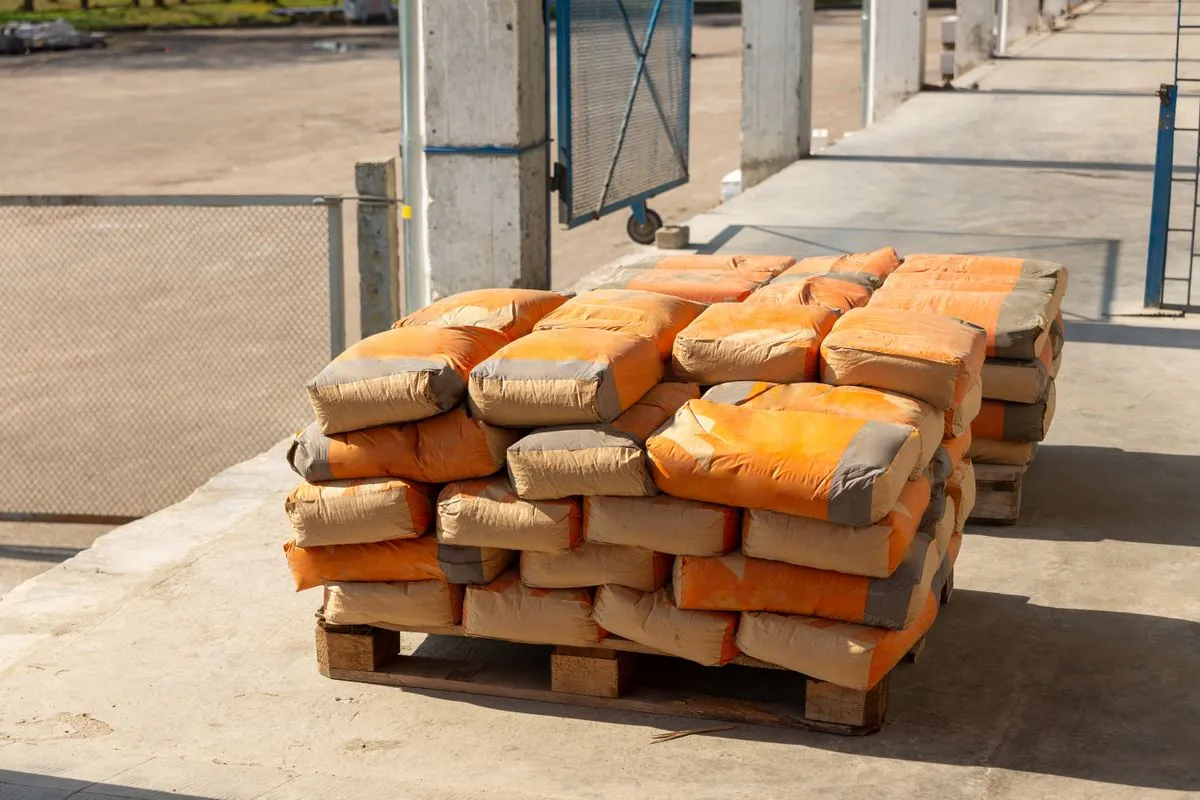 Bolsas de cemento apiladas sobre un pallet